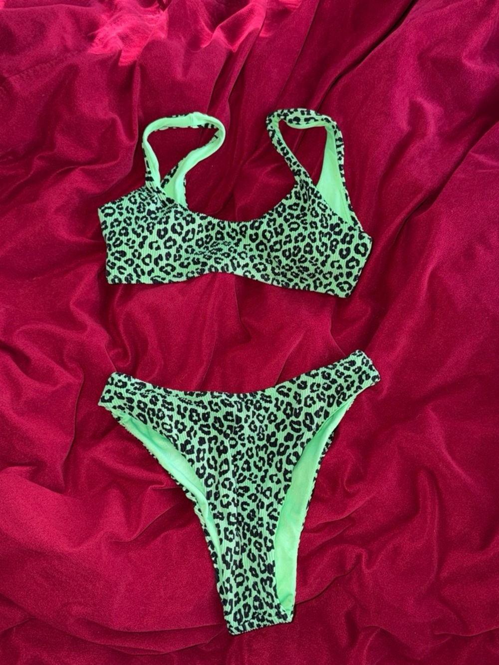 BuffBunny Neon Green Leopard Print Bikini Set